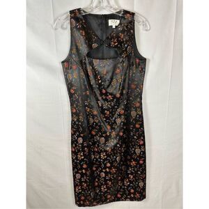 David Meister Dress Asian-Inspired Black Embroidered Floral Frog Closure 12